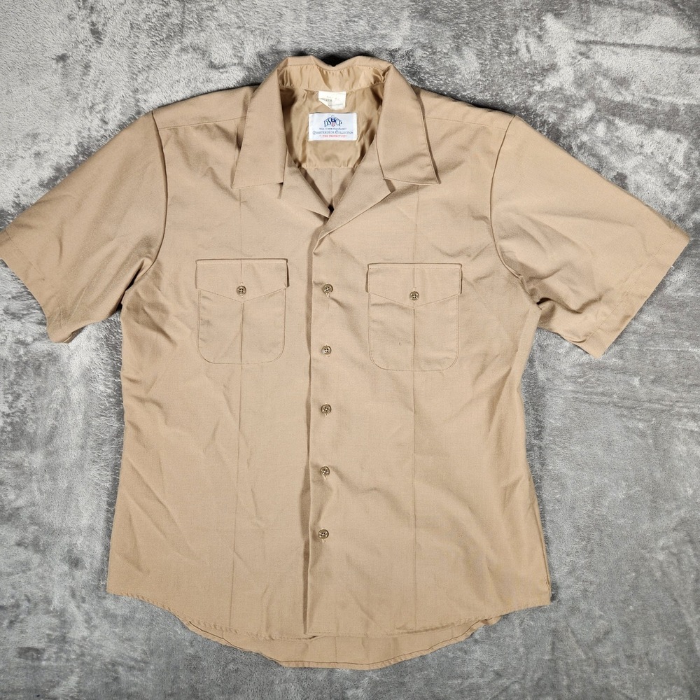 DSCP Service Shirt Mens XL Khaki Excellent Athletic Fit Short Sleeve Poly Wool